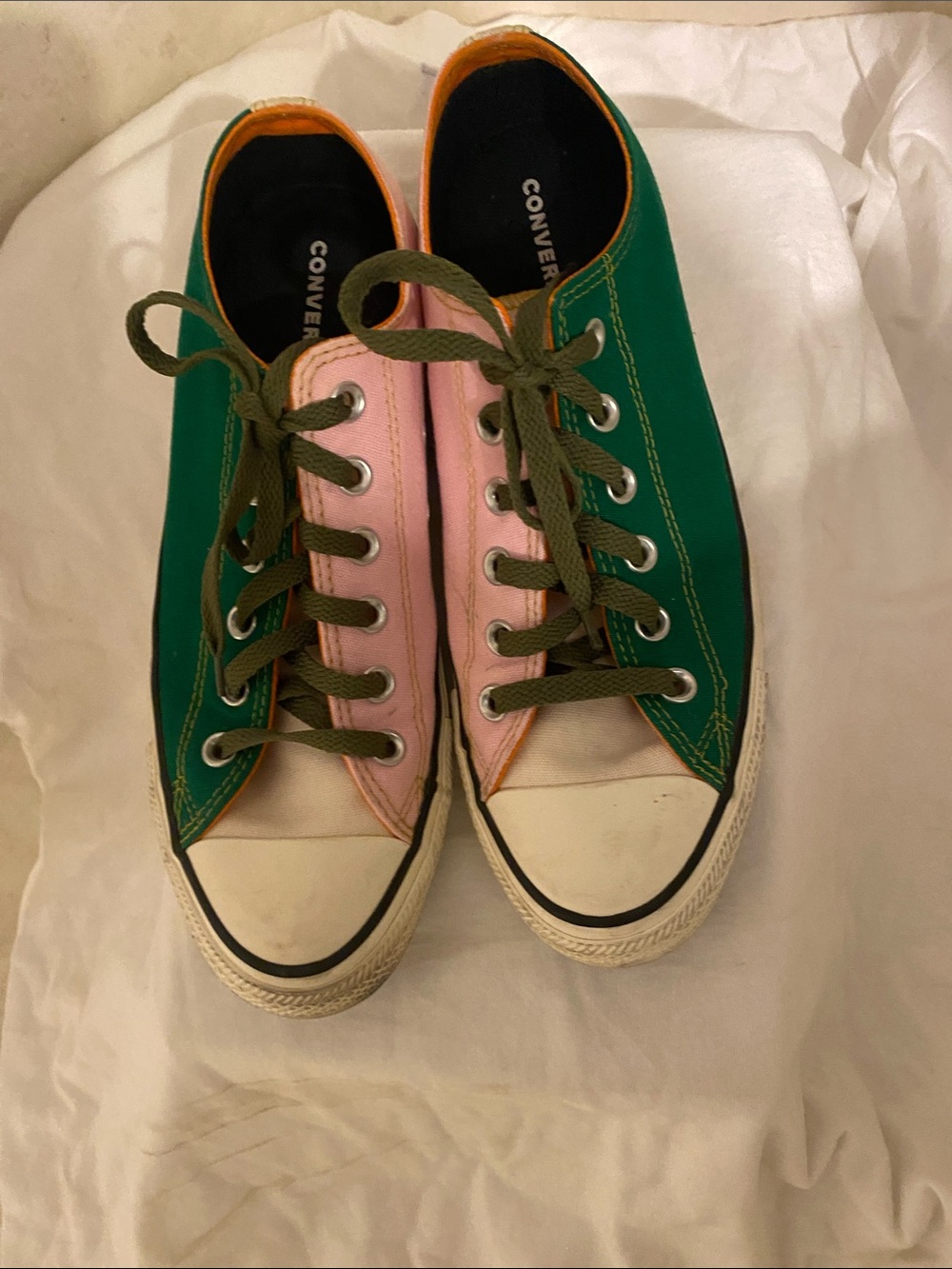 Converse Low Top Sneakers in Green, Pink, White